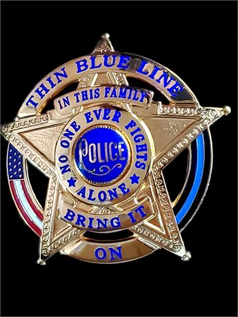 Thin Blue Line - In This Family No One Fights Alone - Police Gold