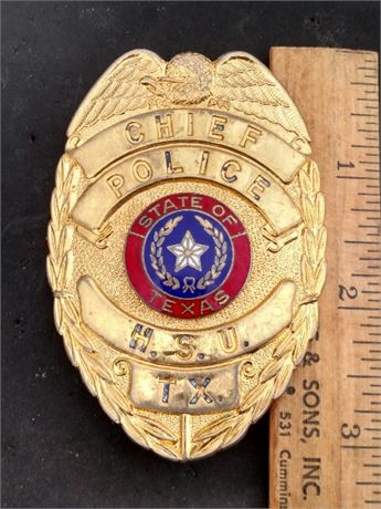 Chief Badge HSU Police Hardin-Simmons University - Abilene Texas TX HM'd GaRel 1
