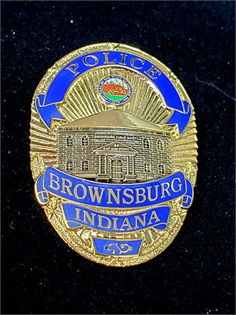 Brownsburg Indiana Police Hat Badge - Gold