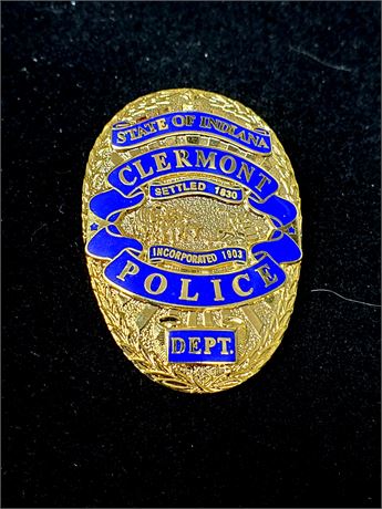 Clermont Indiana Police Hat Badge - Gold