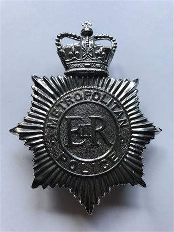 Vintage London Metropolitan U.K. Police Helmet Plate King's Crown seal die in