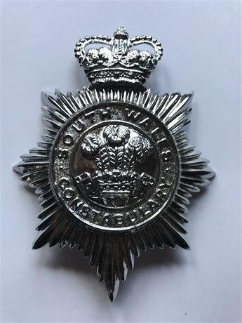 Vintage South Wales U.K. Police Helmet Plate King's Crown 1950s 1960's