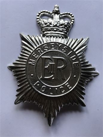 Merseyside U.K. Police Helmet Plate King's Crown newer