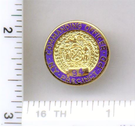 94th Precinct Commanding Officer Pin (New York City Police) from the 1980's