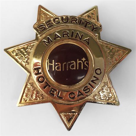 RARE HARRAHS CASINO LAS VEGAS NEVADA HOTEL GAMBLING SECURITY POLICE BADGE