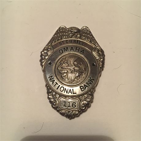 Omaha National Bank Security Illinois Badge Vintage