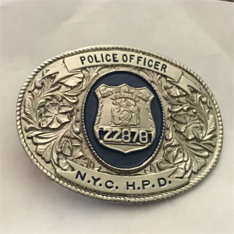 NY City Police Patrolman Belt Buckle NO SHIPPING TO NY UNLESS YOU ARE A LEO
