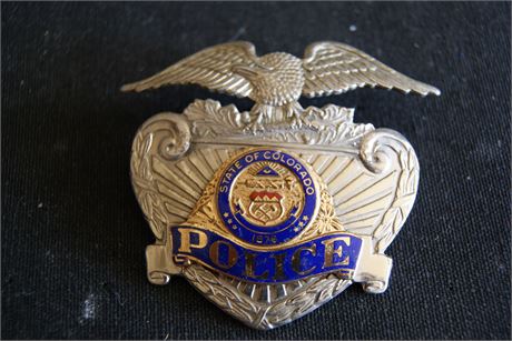 State of Colorado Vintage Police Hat Badge 1950's.Hallmark Sun Badge.Los Angeles