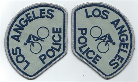 Los Angeles Police,Bike Patrol, Supervisor, Sergeant Patches,  Mirror Image Set