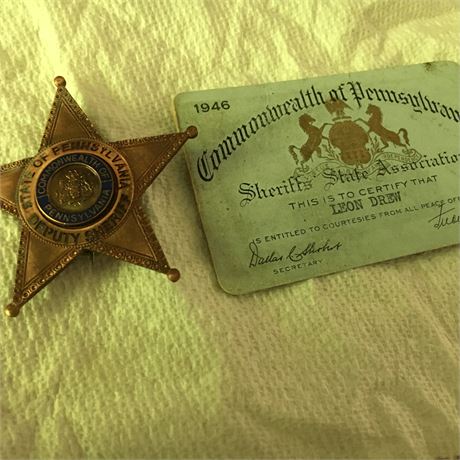 Vintage Pennsylvania Deputy Sheriff badge with ID card