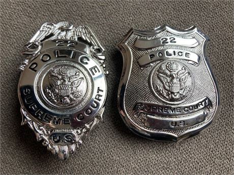 Obsolete Rare Early Generation Hat & Breast Plate Badges US Supreme Court Police