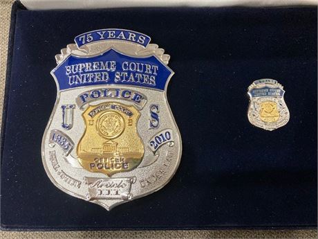 US Supreme Court Police 75th Anniversary Badge and Pin Set MIB Collinson