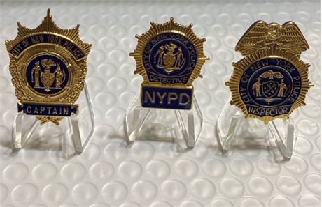 NYPD set of MINI badges Detective - Captain - Inspector
