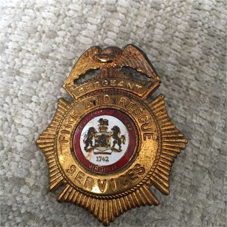 Vintage Fairfax County Virginia Sergeant Fire badge