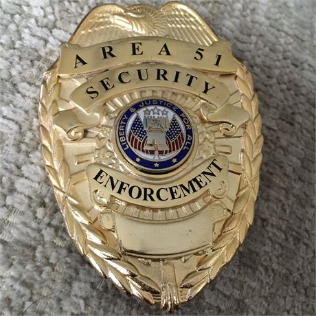 Area 51 Nevada Security Enforcement Badge gold color