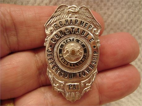 Jefferson Township Pennsylvania Constable Badge Named to C.C. Harmer