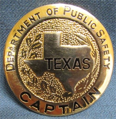 Original and full size Texas Department of Public Safety "CAPTAIN" badge