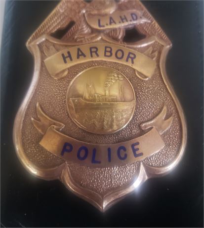 Antique L.A Harbor Division Police Very old badge HMK Patrick & Co.San Francisco
