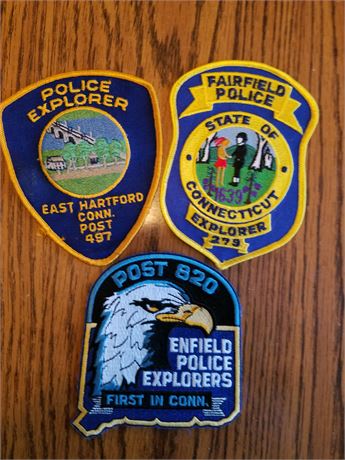3 Connecticut explorer patches East Hartford, Fairfield and Enfield