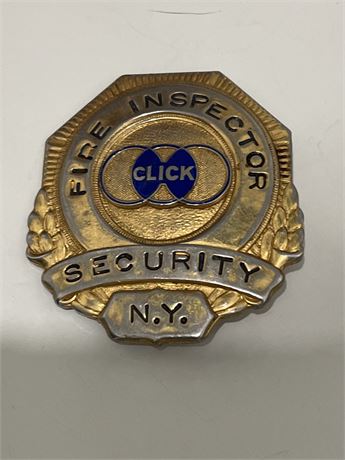 Vintage Fire Inspector Click Security Badge Hallmarked Chas Greenblatt