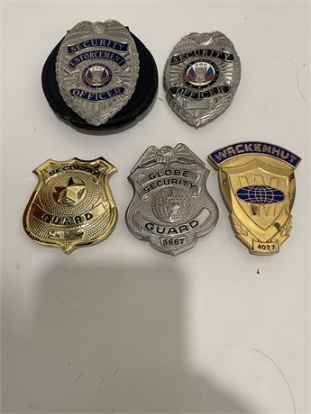 Lot of 5 Different Security Badges