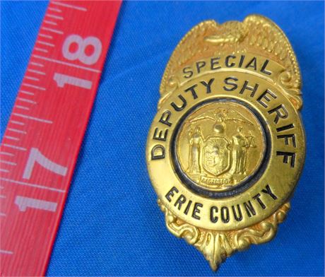 Erie County New York Special Deputy Sheriff Badge Eagle Top Shield 2" Vintage