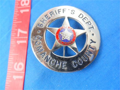 Oklahoma Comanche County Sheriff's Dept Blackinton Badge 1-5/8" Vintage Shield