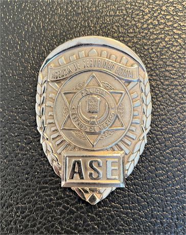 State of MEXICO, Mexican POLICE Policia ASE Hat Badge