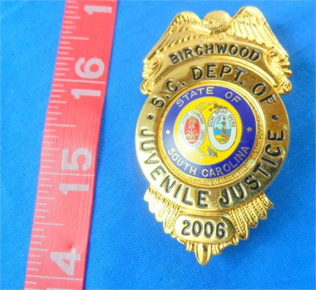 Birchwood South Carolina Dept Juvenile Justice Badge Blackinton Shield 2-5/8"