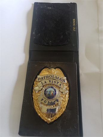 Obsolete, Wallet & badge La Vista California Police Patrolman Badge