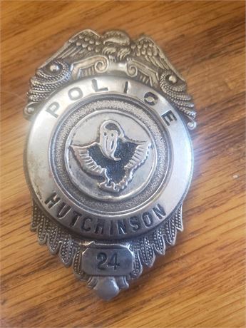 Antique Hutchison Police badge. Hutchinson Kansas police badge. Used