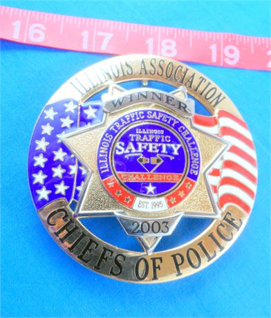 Illinois Association of Chiefs of Police 2003 Badge 3" Goldtone and Silvertone