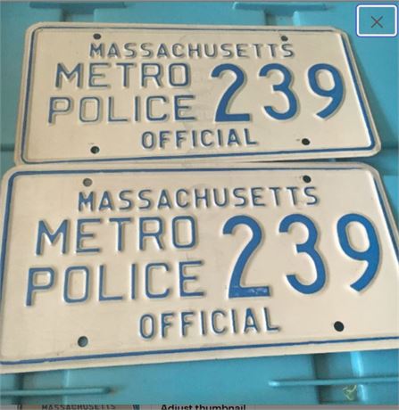Obsolete Massachusetts Metropolitan Police MDC License Plate set