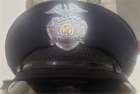 Los Angeles Police Hat with Hat badge.Reserve. Hallmark Entenmann L.A.