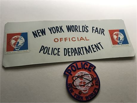 1965 New York World's Fair Police Official Placard & Patch