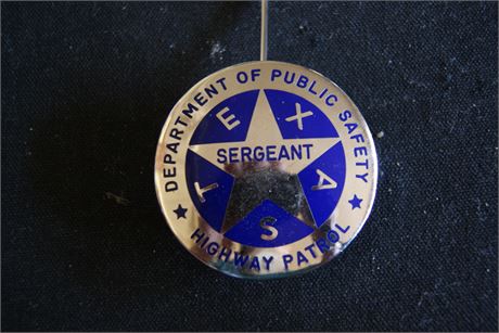 Texas Department of public Safety,Sergeant Highway Patrol.Blue Bottle Cap Badge