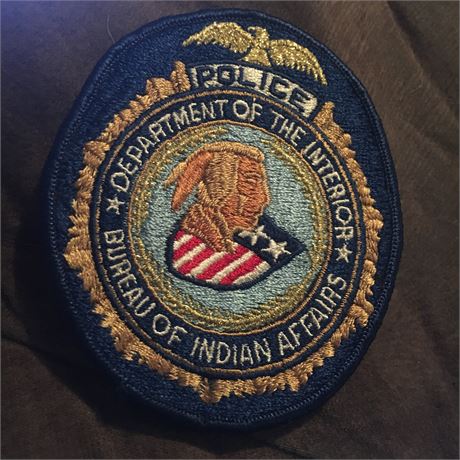 Vintage Bureau of Indian Affairs Police Patch with gold Mylar thread