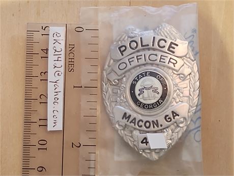 Police Officer Macon, GA 4## HM'd Bxxx Blackinton Badge New In Bag w/ Used Patch