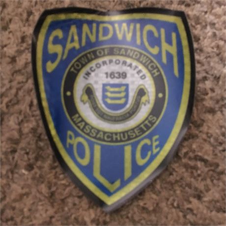 Vintage Sandwich Mass. Police Cruiser Car Door Decal 8"