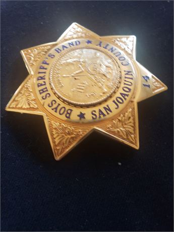 Antique Sheriffs badge. San joaquin County  California. Sheriffs band badge 1930