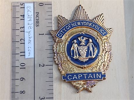 City Of New York Police Captain Plaque Badge Custom NY New York