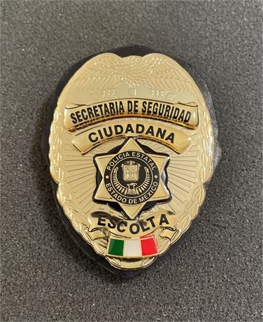 State of MEXICO, Mexican POLICE Policia DIGNITARY PROTECTION Belt Clip Badge