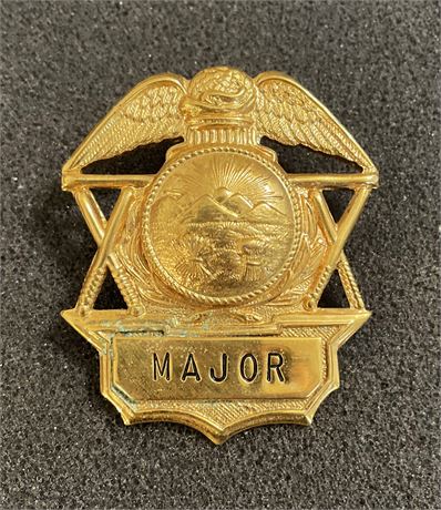 Rare Old OHIO State Seal POLICE MAJOR Visor Hat Badge in Gold