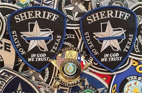 Texas Sheriff 5 pt. Star Badge & Patch Set-GOLD