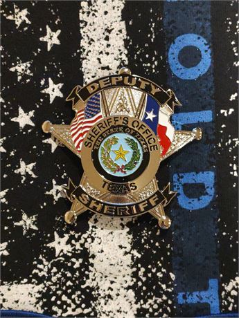 2-Flag Texas Sheriff 5 pt. Star Badge-Silver