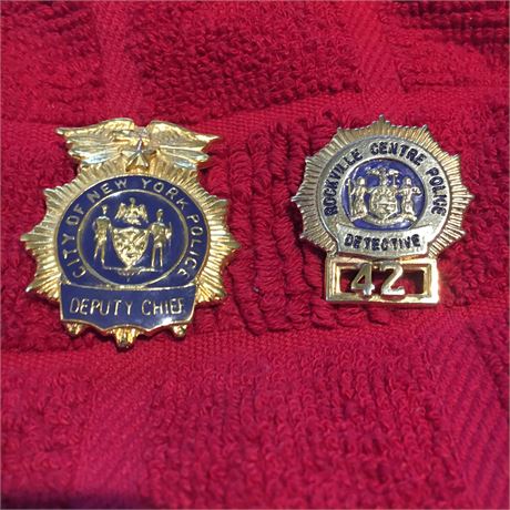 New York City Deputy Chief & Rockville Centre NY Police Detective MINI badges