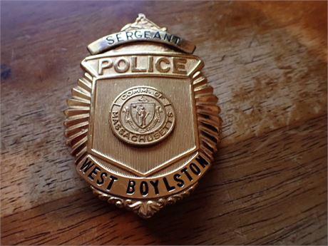 WEST BOYSTON MASSACHUSETTS POLICE SERGEANT BADGE  BX 32