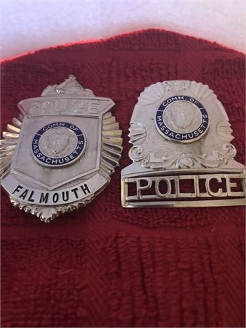 Vintage Falmouth Massachusetts CAPE COD Police Officer Badge set