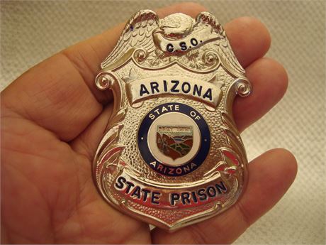 ARIZONA STATE PRISON C.S.O. Breast Shield, Obsolete Arizona Corrections Badge