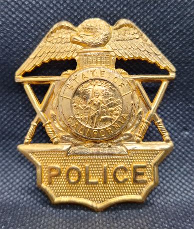 California Police Hat Badge - Gold Tone